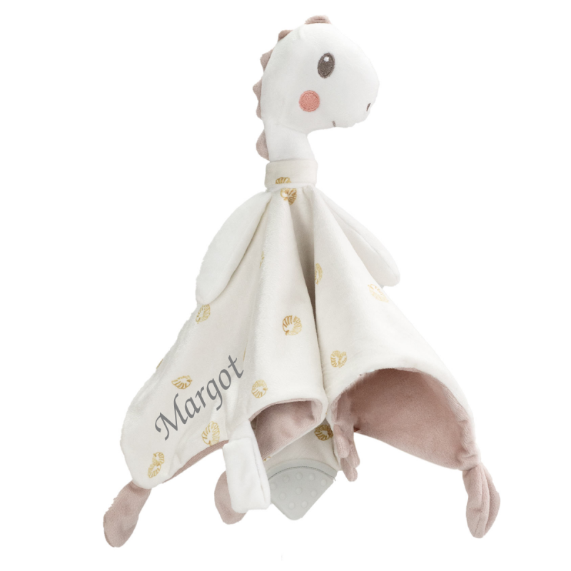  - diplododo - plat dinosaure blanc rose 25 cm 